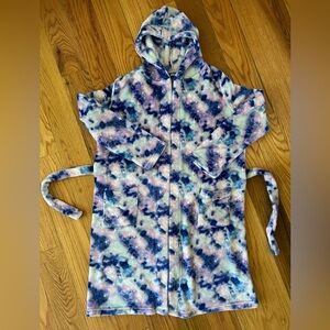 Lands' End Tie-Dye Fleece Robe W/ Hood